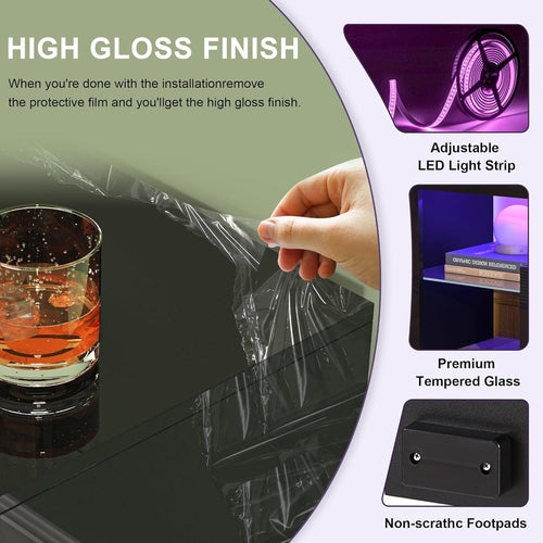 Black LED TV Stand with Large Storage Drawer-thumbmail-4