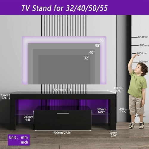 Black LED TV Stand with Large Storage Drawer-thumbmail-6