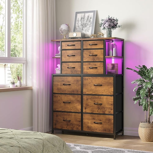 Dresser for Bedroom with LED Lights, 12 Drawers Bedroom Dresser-thumbmail-2